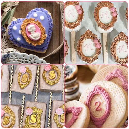 Baroque Silicone Photo Frame Mold for Cake Decoration, Chocolate, Fondant, Resin - Set of 4