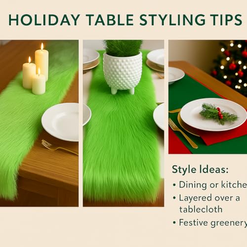 Off White Faux Fur Accent Fabric - 12x60 Inches with Rounded Edges for Holiday Decor - Variation: Off White / 12"X60"