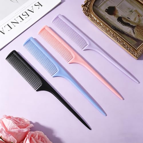 8-Piece Rat Tail Comb Set for Hair Styling, Parting and Teasing