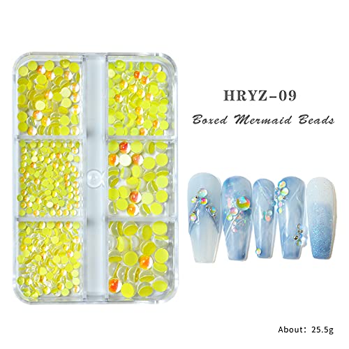 NAISKA 540Pcs 3D Glass Nail Rhinestones Set - Aurora Flatback Crystals for DIY Crafts and Nail Art