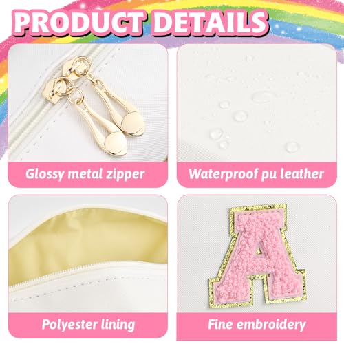 Gosuoa Personalized Letter Monogram Waterproof PU Leather Makeup Bag