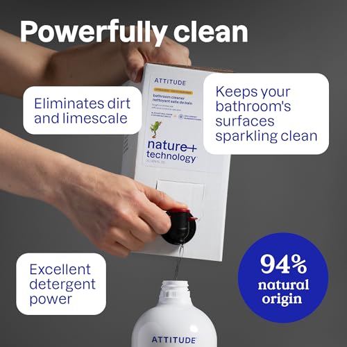 ATTITUDE Bathroom Cleaner Spray, EWG Verified Plant-Based Formula, 27.1 Fl Oz