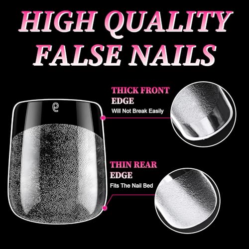 Extra Short Square Nail Tips, 240PCS Acrylic Gel False Nails