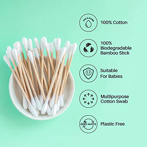 R-NEU Bamboo Cotton Swabs 400 Count Biodegradable Dual Tipped