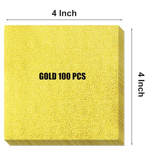 100 Pcs Gold Aluminum Foil Chocolate Wrappers - 4x4in DIY Packaging
