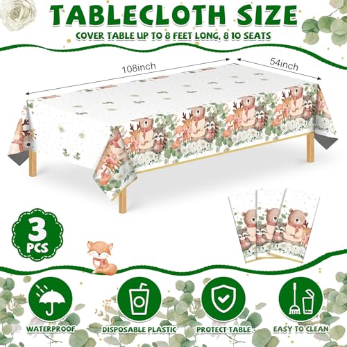 3 Pack Eucalyptus Leaves Baby Shower Tablecloths - 54x108 In