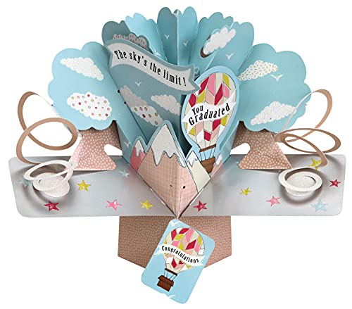 3D Pop-Up Graduation Card - 'The Sky's The Limit' with Envelope