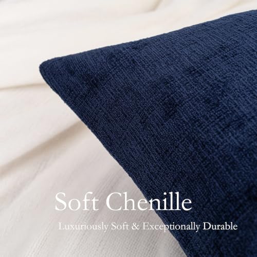 HWY 50 Navy Blue Chenille Throw Pillow Covers, 18x18 Inch, Set of 2