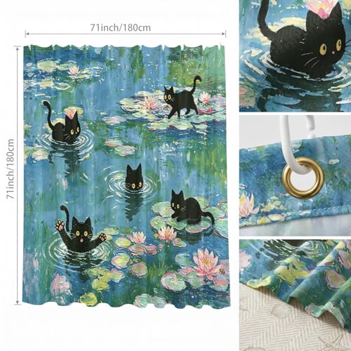 Artistic Cat Shower Curtain - 71x71 Inch Waterproof Fabric