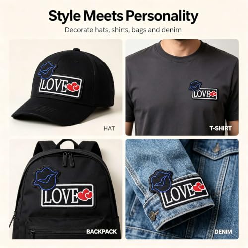 Minason Love Kiss Embroidered Iron-On Patches 3PCS DIY Appliques