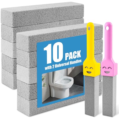 MEQHUO 10-Pack Pumice Stone Set with 2 Handles for Toilet & Grill Cleaning