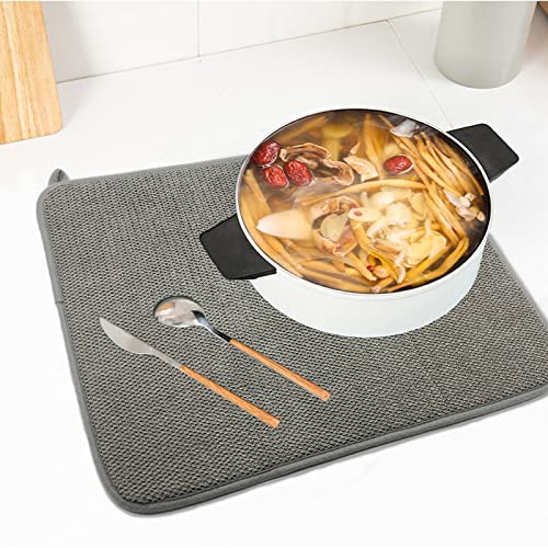 Meirrnyyu Microfiber Dish Drying Mat, 20x15 Inch Absorbent Pad - 2 Pack