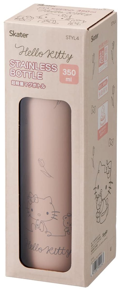 Skater STYL4-A Hello Kitty Mug Bottle, Line Design, 11.8 fl oz (350 ml), Ultra Lightweight, Stainless Steel Water Bottle, Sanrio