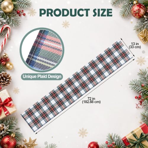 White Christmas Tartan Plaid Table Runner 13x72 Inches - Farmhouse Holiday Decor - Variation of THIS listing
