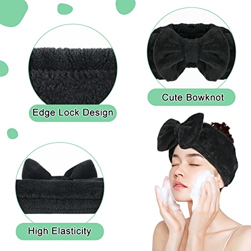 Shintop Soft Coral Fleece Spa Headband with Cute Bow for Face Wash