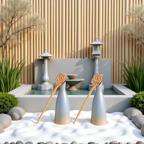 JIANSHUILIAN Handmade Wooden Hair Sticks - 2Pcs Vintage Carved Hairpins