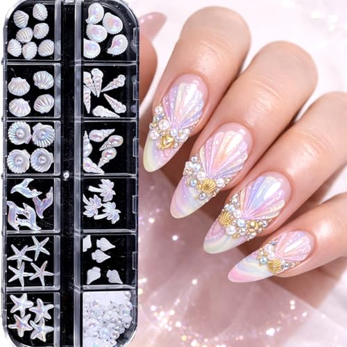 3D Ocean Nail Art Charms Set - Starfish Seashell Resin Gems for Summer Beach Manicure DIY Crafts