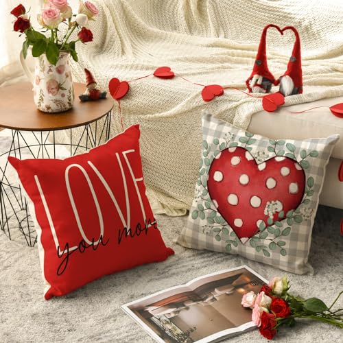 AVOIN colorlife Eucalyptus Leaves Throw Pillow Covers, 18x18 Inches, Set of 4 - Machine Washable Cushion Cases for Sofa & Couch