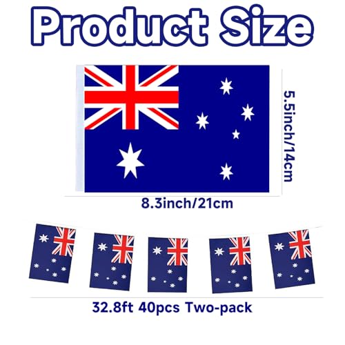 Australia Flag Pennant Banner - 20 Pcs Hanging Decorations for Parties