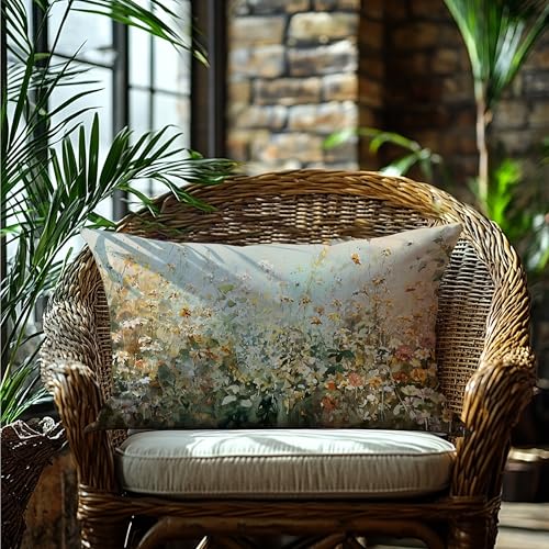 Wildflower Botanical Decorative Lumbar Throw Pillow Cover - Color-1 | 12x20 Cozy Flannelette