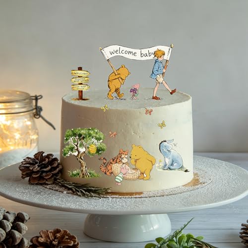 Winnie the Pooh Cake Toppers Set - 9Pcs Baby Shower Decorations