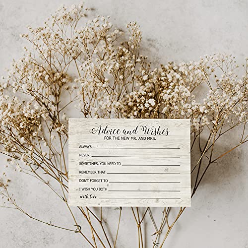 Rustic Wedding Advice and Wishes Cards 4x6 Inch - Pack of 50