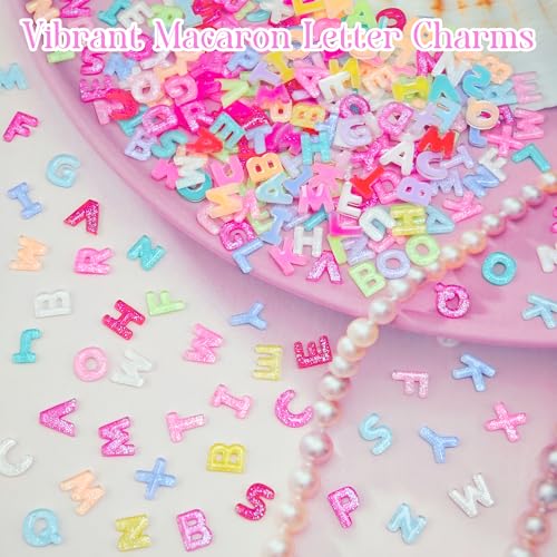 Jyukan 300Pcs Resin Letter Nail Art Charms Cute Flatback Alphabet Gems