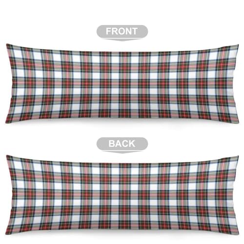 Christmas Body Pillow Cover 20x54 Red White Plaid Zipper Decorative Farmhouse Pillowcase - Colors-U-005