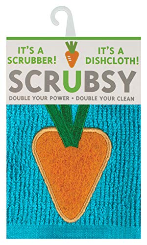 MUkitchen Scrubsy Cotton Dish Cloth with Built-in Scrubber - Carrot, 12x12 Inches