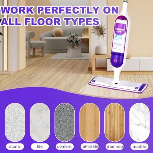 INFICRIME Reusable Microfiber Mop Pads for Swiffer PowerMop 13-16 inch, Machine Washable Floor Cleaning Refills