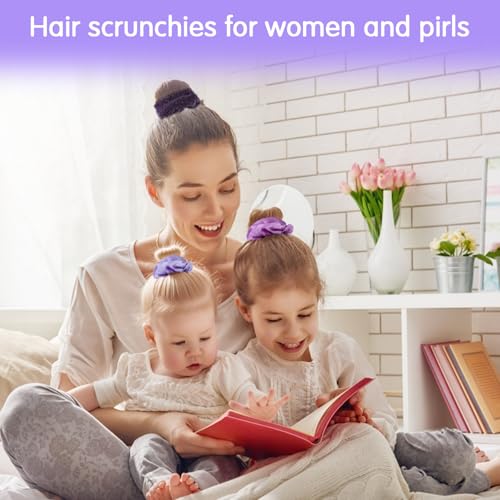 Purple Satin Silk Hair Scrunchies 6Pcs 4.5 Inch Soft Hair Ties for Women