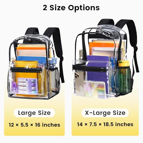 Vorspack Heavy Duty Clear Backpack for School - 16 Inch Transparent Bookbag