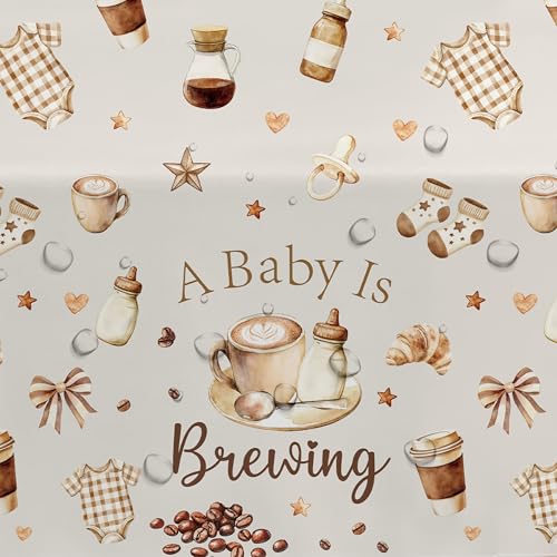 Coffee Baby Shower Tablecloth - 3Pcs 'A Baby is Brewing' Theme