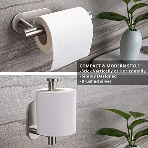 Self-Adhesive Toilet Paper Holder - Eolax Brushed Nickel, No Drilling
