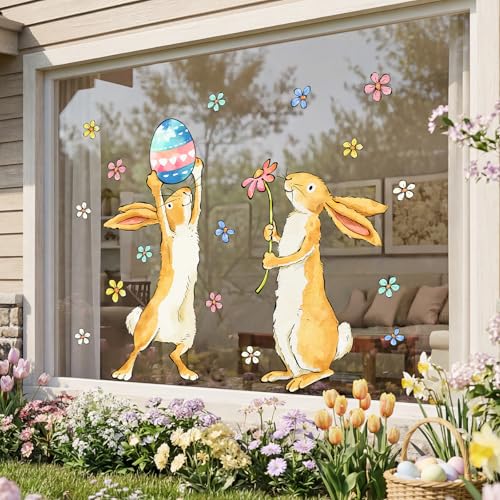 Extra Large Easter Window Clings - Bunny Decorations for Glass