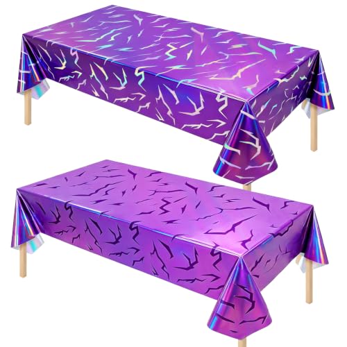 2-Pack Purple Holographic Tablecloths - 54x108" Music Theme