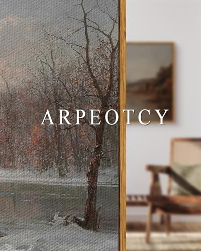 Vintage Canvas Wall Art - Snow Stream River Farmhouse Landscape, 30 x 20 Inches - Winter Scene