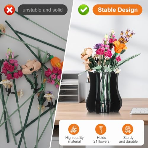 Acrylic Vase for LEGO Flower Bouquet - Sturdy Display Stand