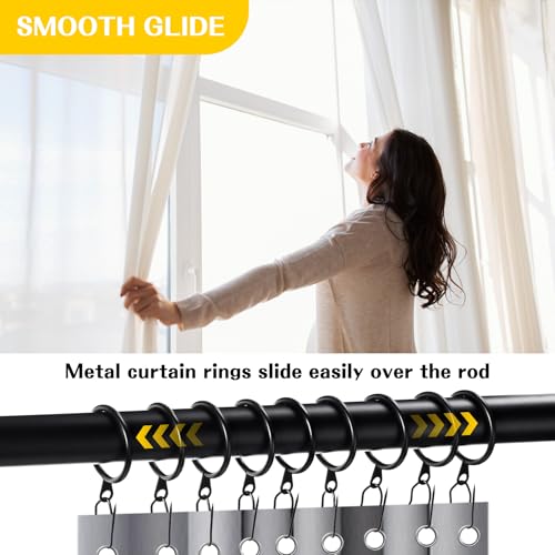 30Pcs Black Metal Curtain Rings with Hooks - 30mm Diameter