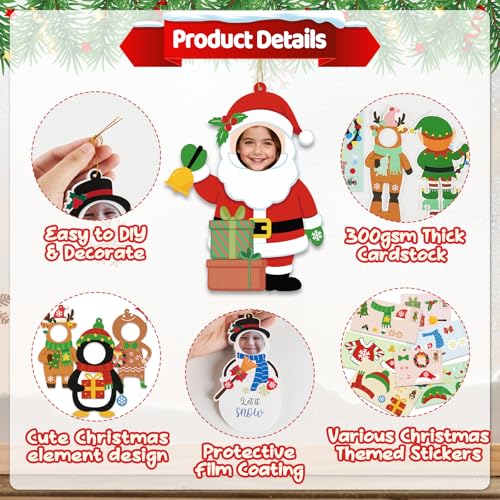 Colorful Christmas Picture Frame Craft Kit for Kids - 28 Pack DIY Ornaments