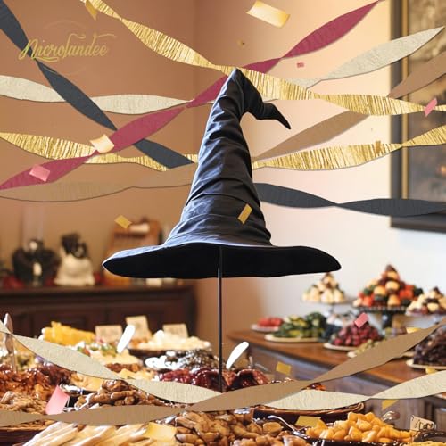 Burgundy & Black Crepe Paper Streamers - 5 Rolls for Parties