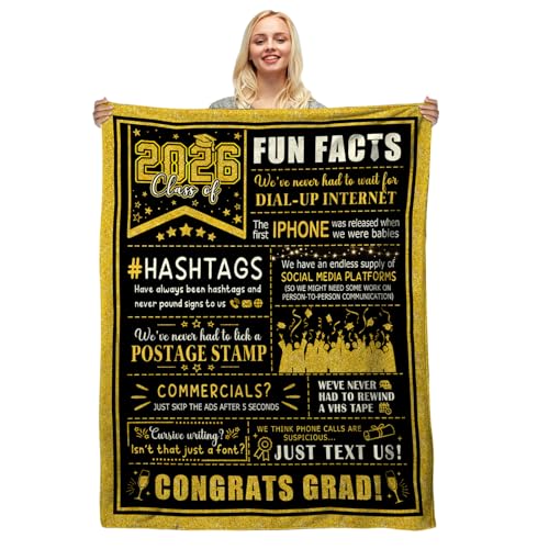 Class of 2026 Graduation Blanket 60x50 Inches - Personalized Commencement Gift for Her & Him