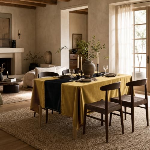 Gold and Black Velvet Rectangular Tablecloth - Luxury Christmas Decor 120x60 Inches