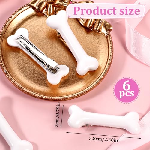 6 Pcs Bone Hair Clips White Skeleton Skull Hairpins for Halloween Cosplay