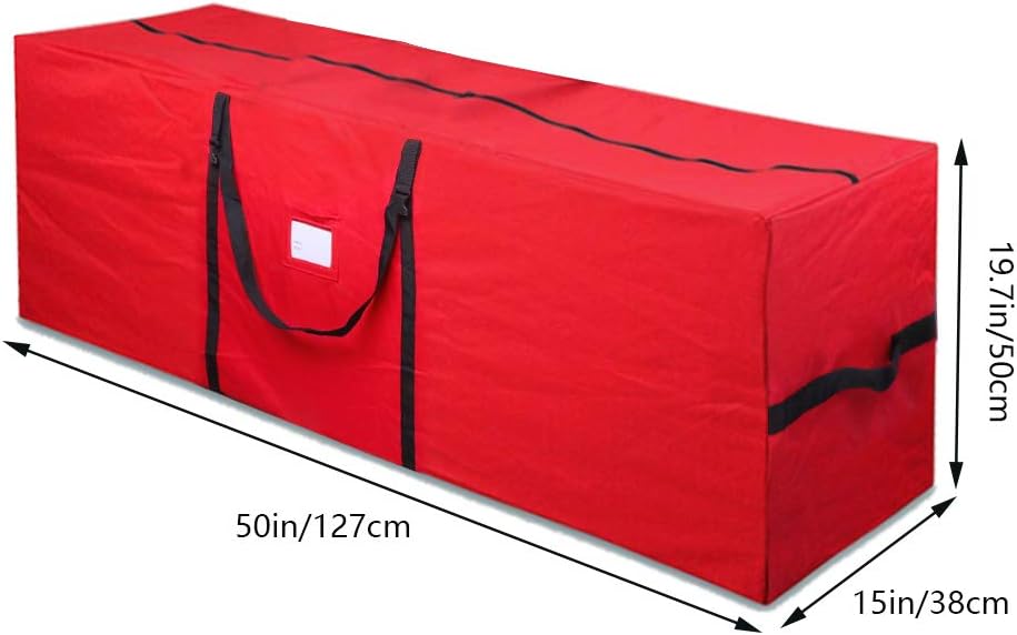 Skiennix Christmas Tree Storage Bag - Heavy Duty 600D Oxford for 7.5 Ft Trees | Durable Red Design with Dual Zipper & Handles