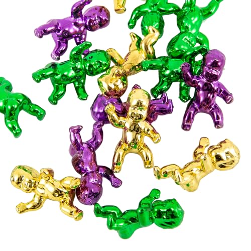 12 pcs Mardi Gras King Cake Babies - Colorful Plastic Figurines