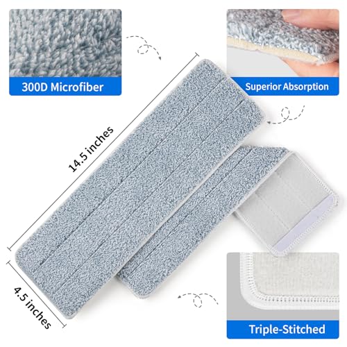 Oshang Microfiber Flat Mop Head Refill - 14.5" x 4.5" Pads