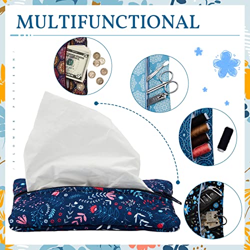 Floral Travel Tissue Holder - 5 Pack Reusable Pouches with Zipper