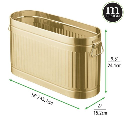 mDesign Large Steel Free Standing Toilet Paper Organizer, 6-Roll Tissue Storage Holder Container for Bathroom Floor, Fits Under Sink, Vanity, Shelf, In Cabinet, or Corner Oscar Collection - Soft Brass
