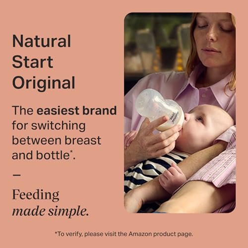 Tommee Tippee Natural Start Wide Neck Anti-Colic Baby Bottle, 9oz, Pink